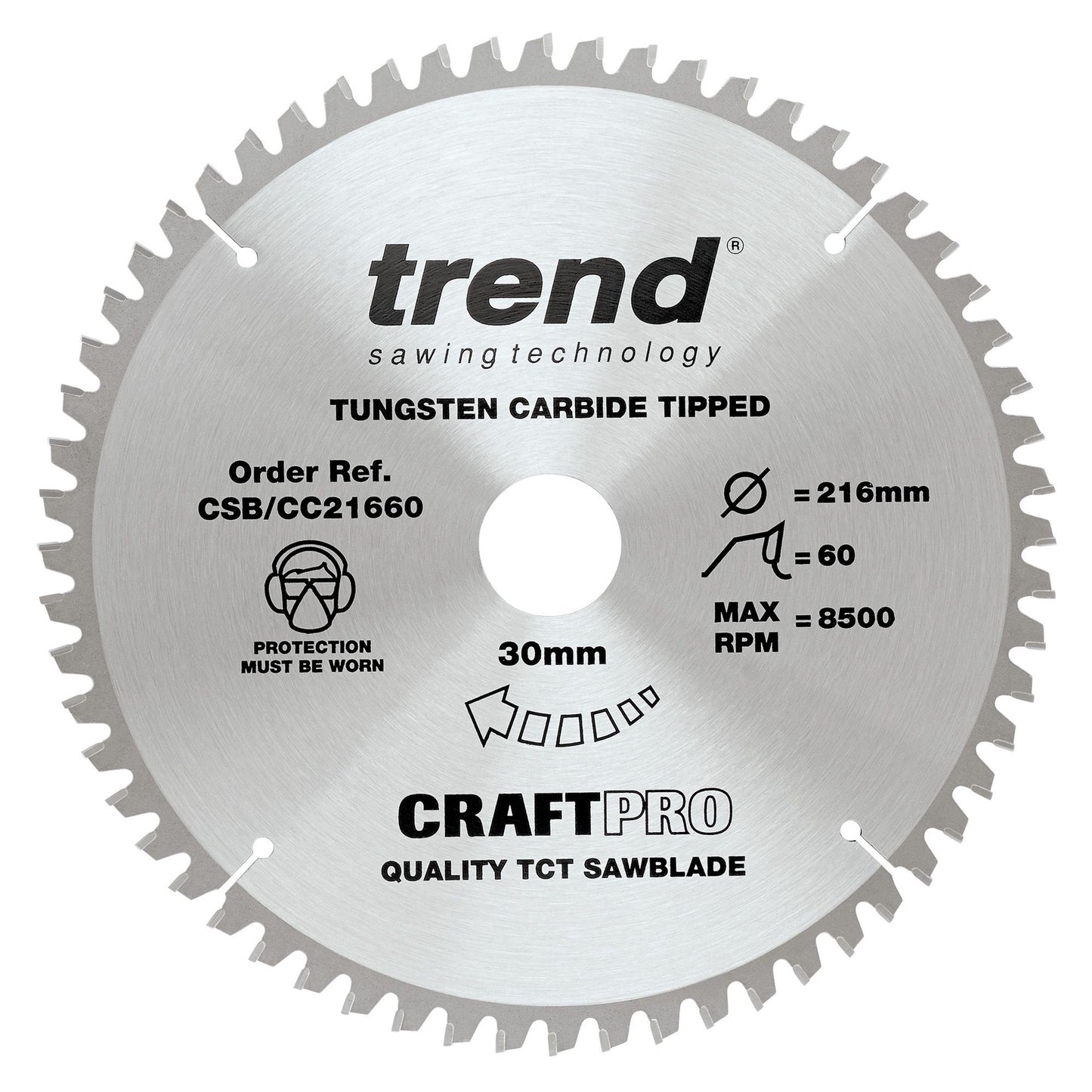 Trend Wood Mitre Craft Crosscut Saw Blade 216mm x 30mm x 60T CSB/CC21660