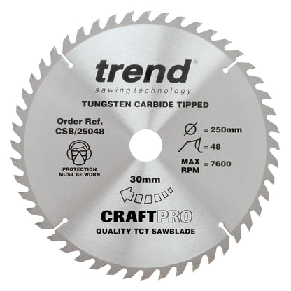 Trend Wood Circular Craft Combination Saw Blade 250mm x 30mm x 48T CSB/25048