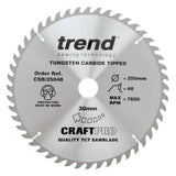 Trend Wood Circular Craft Combination Saw Blade 250mm x 30mm x 48T CSB/25048