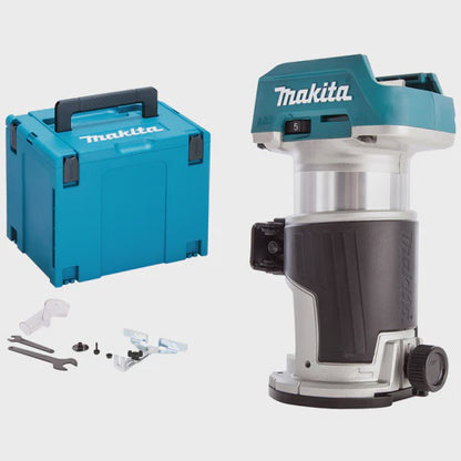 Makita DRT50ZJX3 18V LXT Brushless Router Trimmer Body With Extra Bases In Case