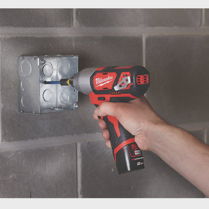 Milwaukee M12BID-202C 12V Impact Driver 1/4" with 2 x 2.0Ah Batteries & Charger in Case 4933443895
