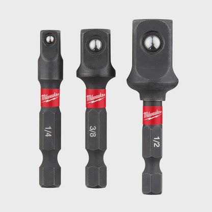 Milwaukee Shockwave Impact Duty Socket Adaptor Set Pack of 3 Piece 4932479228