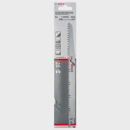 Bosch S1531L Reciprocating Saw Blades For Wood Sharp & Fast Cut Pack of 5 - 2608650676