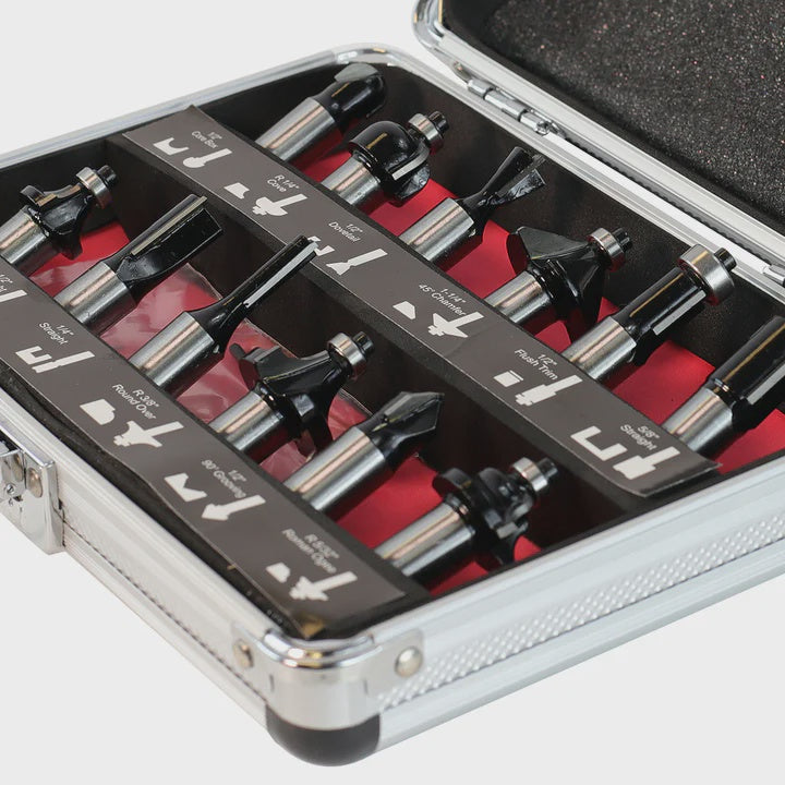 Excel 1/4in Shank TCT Router Cutter Bit 12 Piece Set