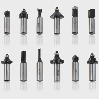 Excel 1/4in Shank TCT Router Cutter Bit 12 Piece Set