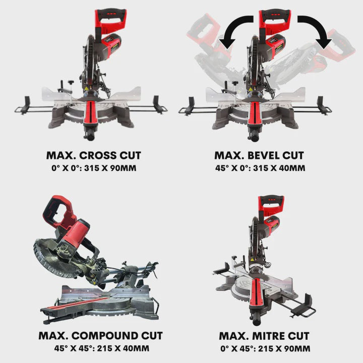 Excel 10" 255mm Sliding Mitre Saw Double Bevel 2000W/240V with Laser