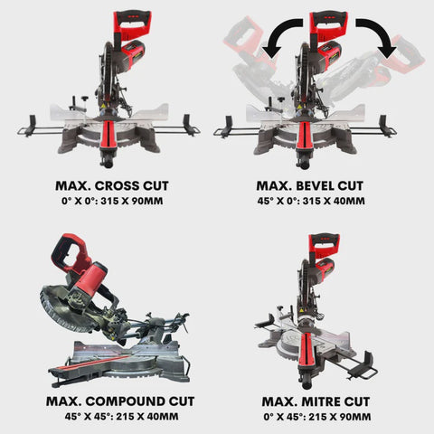 Excel 10" 255mm Sliding Mitre Saw Double Bevel 2000W/240V with Laser