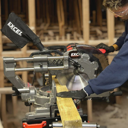 Excel 12" 305mm Sliding Mitre Saw Double Bevel 1800W/240V with Laser