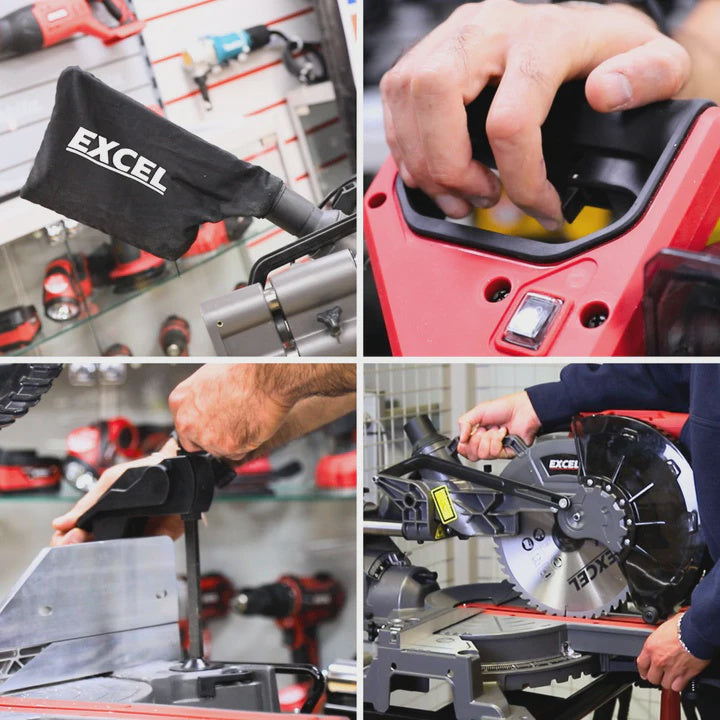 Excel 12" 305mm Sliding Mitre Saw Double Bevel 1800W/240V with Laser