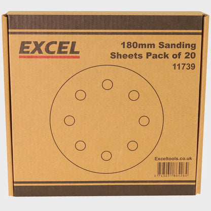 Excel 180mm Sanding Sheet Pack of 20 Piece