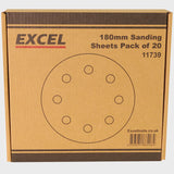 Excel 180mm Sanding Sheet Pack of 20 Piece