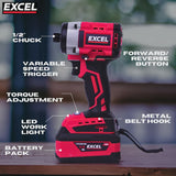 Excel 18V Brushless Impact Driver Body Only (Battery & Charger Not Included)