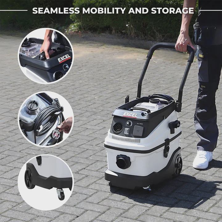 Excel 30L Wet & Dry Dust Extractor Vacuum Cleaner 240V/1600W