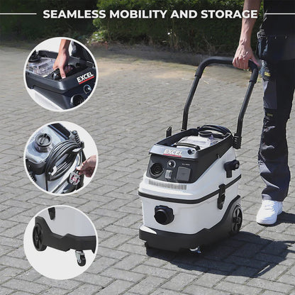 Excel 30L Wet & Dry Dust Extractor Vacuum Cleaner 240V/1600W