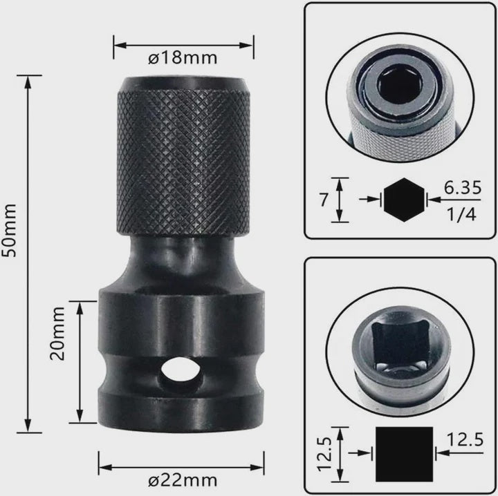 Excel 46mm Quick Release Impact Socket Hex Shank Adapter