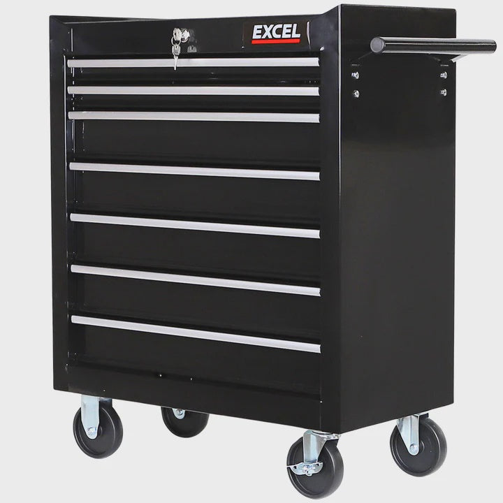 Excel 7 Drawers Tool Chest Storage Cabinet with Wheel - Black