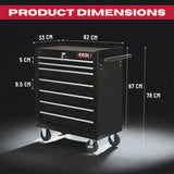 Excel 7 Drawers Tool Chest Storage Cabinet with Wheel - Black