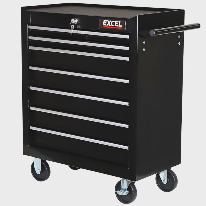 Excel 7 Drawers Tool Chest Storage Cabinet with Wheel - Black