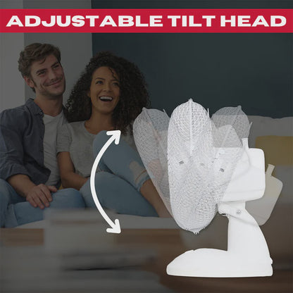 Excel 9" Table Desk Fan Adjustable Tilt Head with 2 Speed White