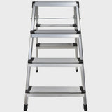 Excel Aluminium Stool Ladder 4 Tread Heavy Duty Folding Hop Up 745mm x 465mm