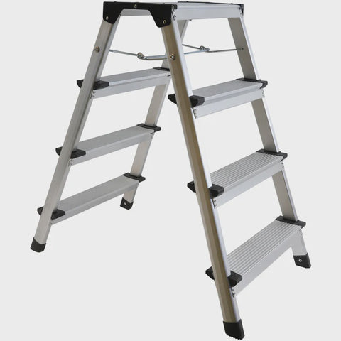 Excel Aluminium Stool Ladder 4 Tread Heavy Duty Folding Hop Up 745mm x 465mm