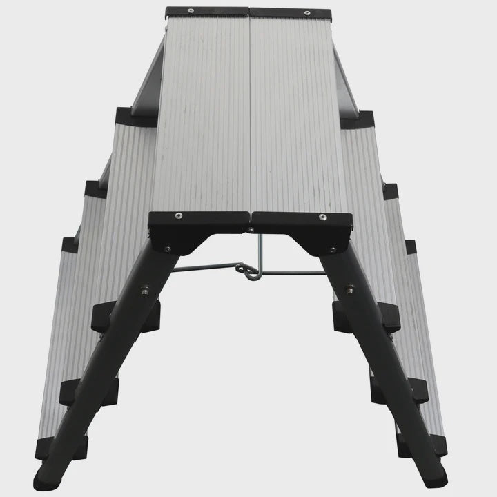 Excel Aluminium Stool Ladder 4 Tread Heavy Duty Folding Hop Up 745mm x 465mm