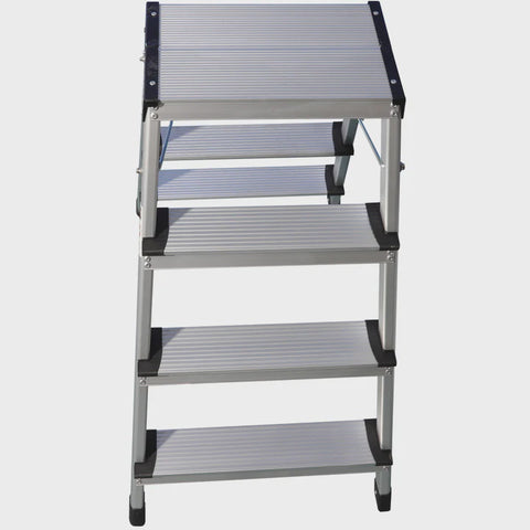 Excel Aluminium Stool Ladder 4 Tread Heavy Duty Folding Hop Up 745mm x 465mm