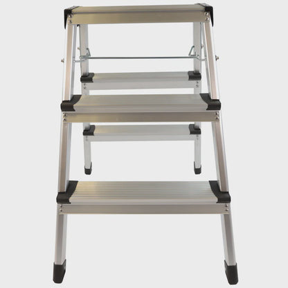Excel Aluminium Stool Ladder Folding Hop Up 3 Tread 610mm x 390mm