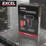 Excel Cordless Electric Screwdriver with 24 Piece 25mm Bits In Plastic Box