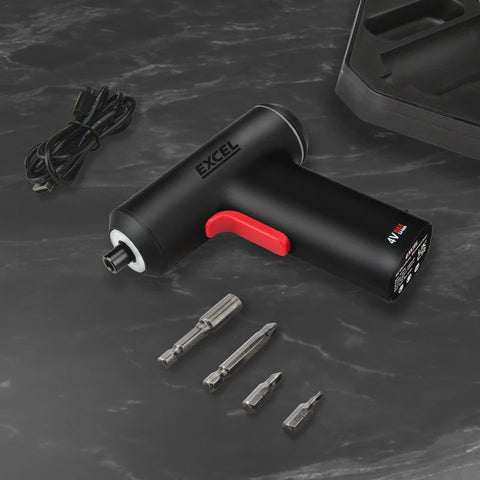 Excel Cordless Electric Screwdriver with 24 Piece 25mm Bits In Plastic Box