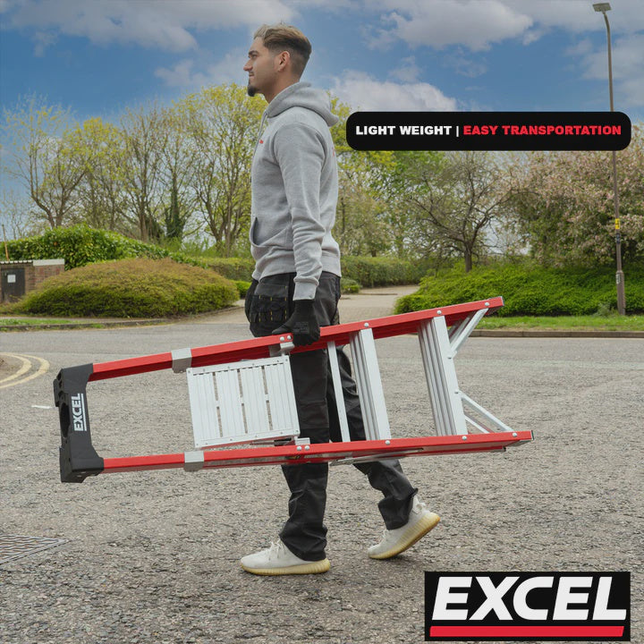 Excel Electricians Fibreglass Platform Step Ladder 6 Tread 2.04m EN131