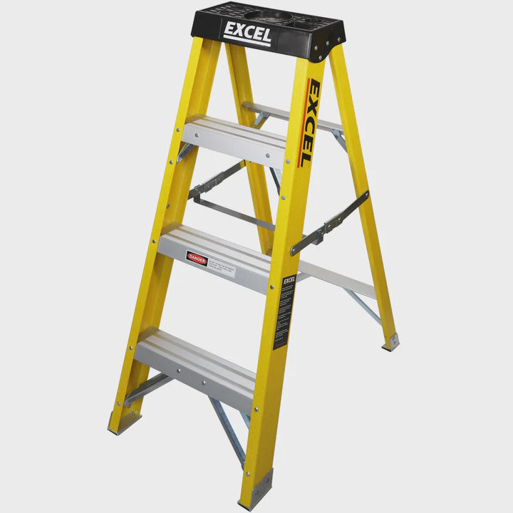 Excel Electricians Fibreglass Step Ladder 3 Tread 1.03m Heavy Duty