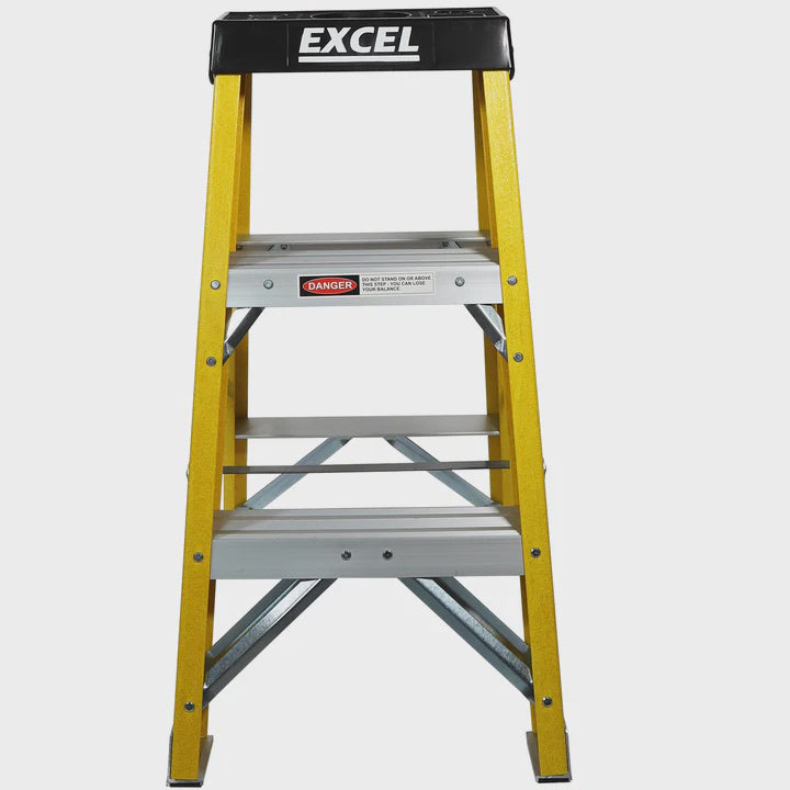Excel Electricians Fibreglass Step Ladder 2 Tread 0.76m Heavy Duty