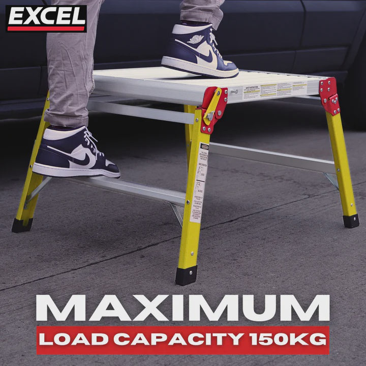 Excel Fibreglass Work Bench Platform Heavy Duty Folding Hop Up 600mm x 600mm