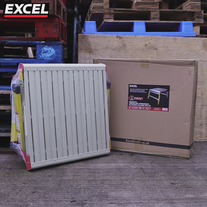 Excel Fibreglass Work Bench Platform Heavy Duty Folding Hop Up 600mm x 600mm