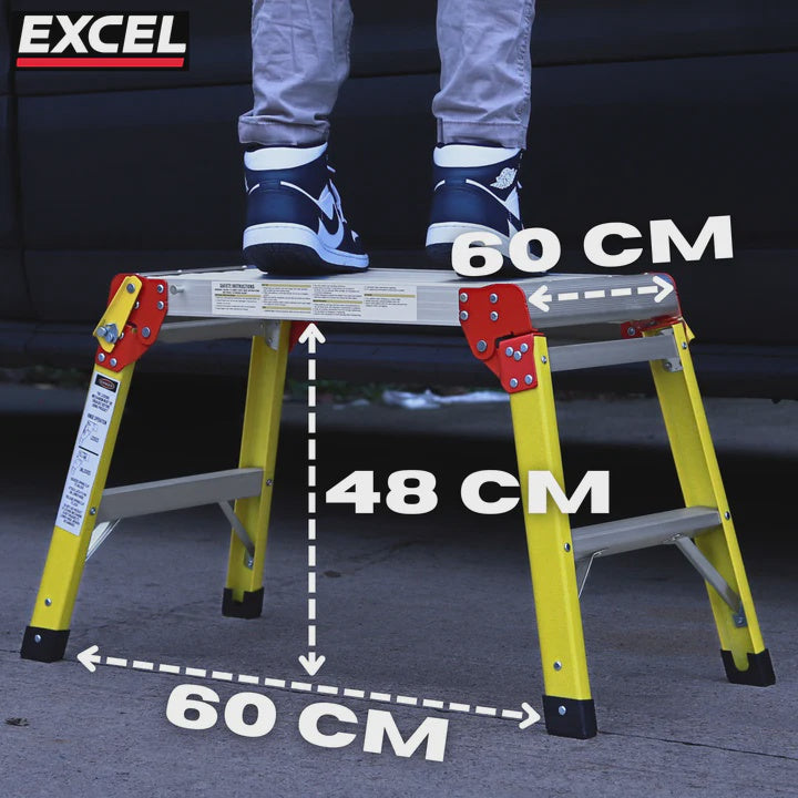Excel Fibreglass Workbench Platform Heavy Duty Folding Hop Up 300mm x 600mm