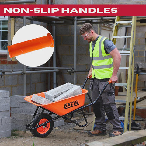 Excel Heavy Duty 70L Wheelbarrow with Galvanized Steel Tray