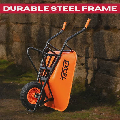 Excel Heavy Duty 70L Wheelbarrow with Galvanized Steel Tray