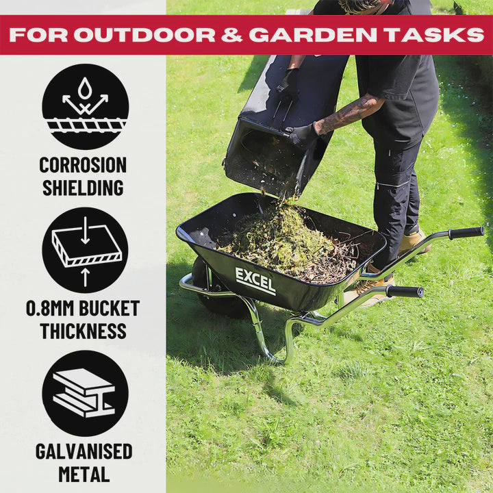 Excel Light Duty 100L Wheelbarrow with Steel Tray