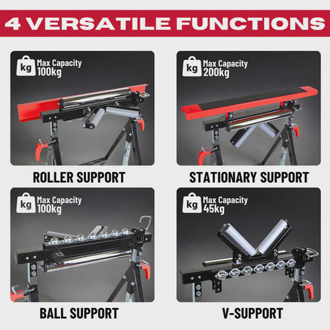 Excel Multi-Function 4 in 1 Workbench Table Trestle Roller Stand Adjustable Height