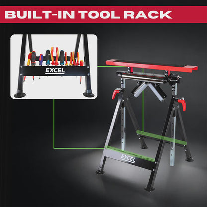 Excel Multi-Function 4 in 1 Workbench Table Trestle Roller Stand Adjustable Height