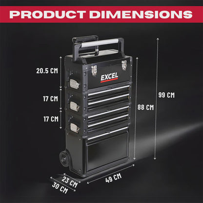 Excel Mobile Cabinet Tool Storage Box 4 Drawer Garage Tool Chest with Wheel