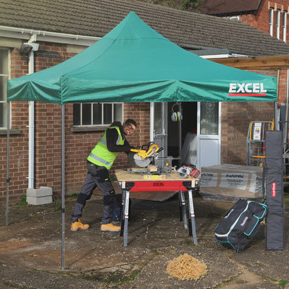 Excel Steel Gazebo 3m x 3m Green Heavy Duty Waterproof with Wheel Bag