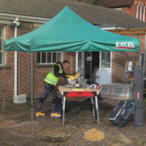 Excel Steel Gazebo 3m x 3m Green Heavy Duty Waterproof with Wheel Bag