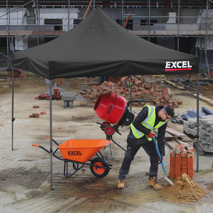 Excel Steel Gazebo 3m x 3m Black with Storage Bag & Rope