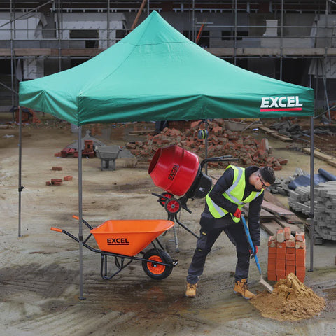 Excel Steel Gazebo 3m x 3m Green Heavy Duty Waterproof with Wheel Bag