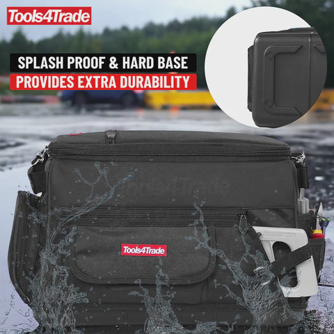 Tools4Trade 20" Heavy-Duty Tool Bag with Multi-Pockets & Hard Base - Black