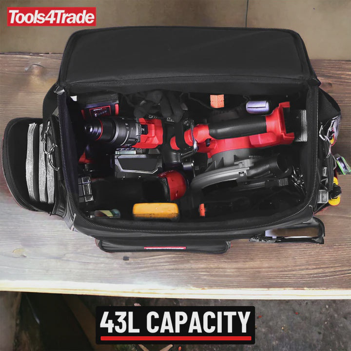 Tools4Trade 20" Heavy-Duty Tool Bag with Multi-Pockets & Hard Base - Black