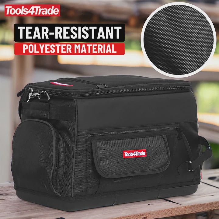 Tools4Trade 20" Heavy-Duty Tool Bag with Multi-Pockets & Hard Base - Black