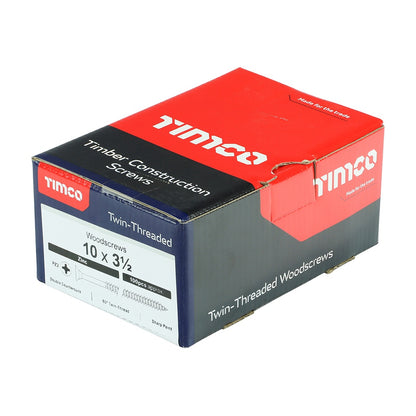 Timco 10 x 31/2" Twin Threaded Woodscrews Countsunk Head Zinc (100/Box) 10312CWZ
